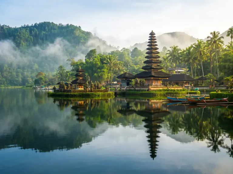 Bali'de göl üzerindeki su tapınağı