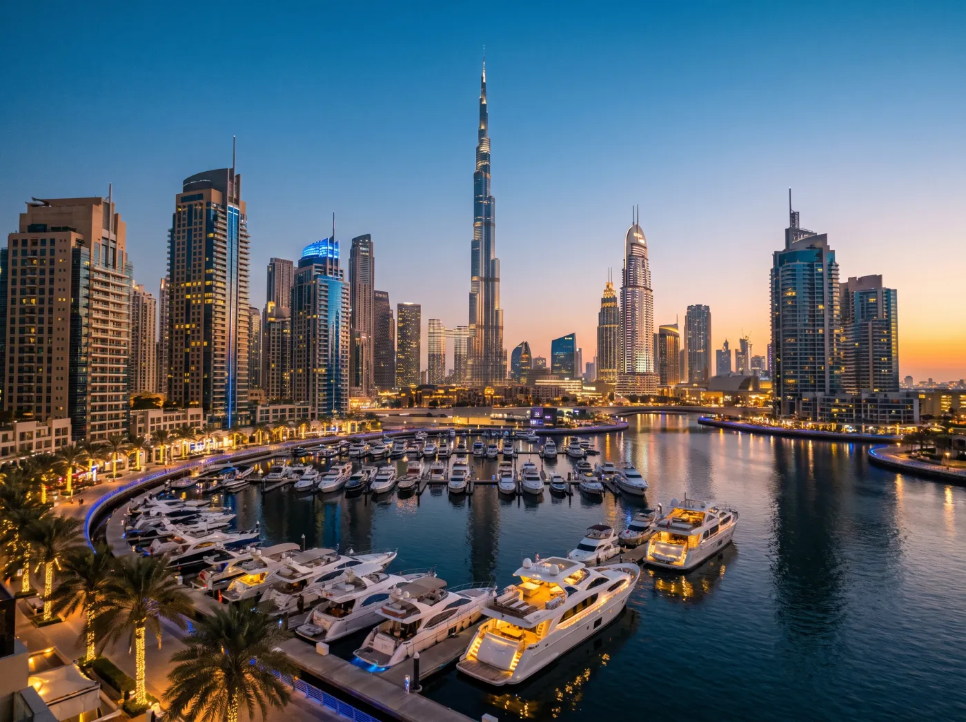 Dubai silüeti ve marina